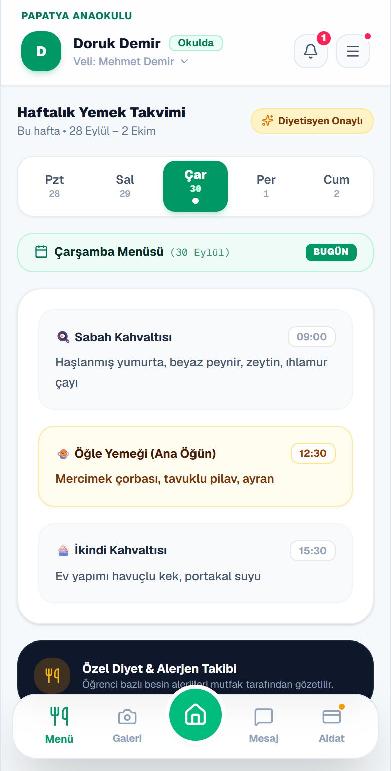 Haftalık yemek takvimi